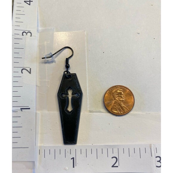 Earrings Goth Coffin  Halloween Medieval Wickan Witch Ghost Zombie Cemetery - Picture 4 of 4